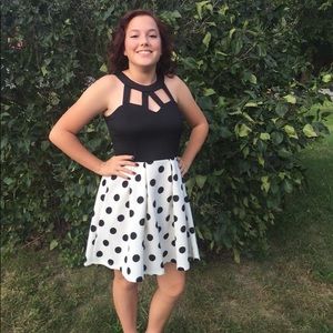 Black polka dot dress